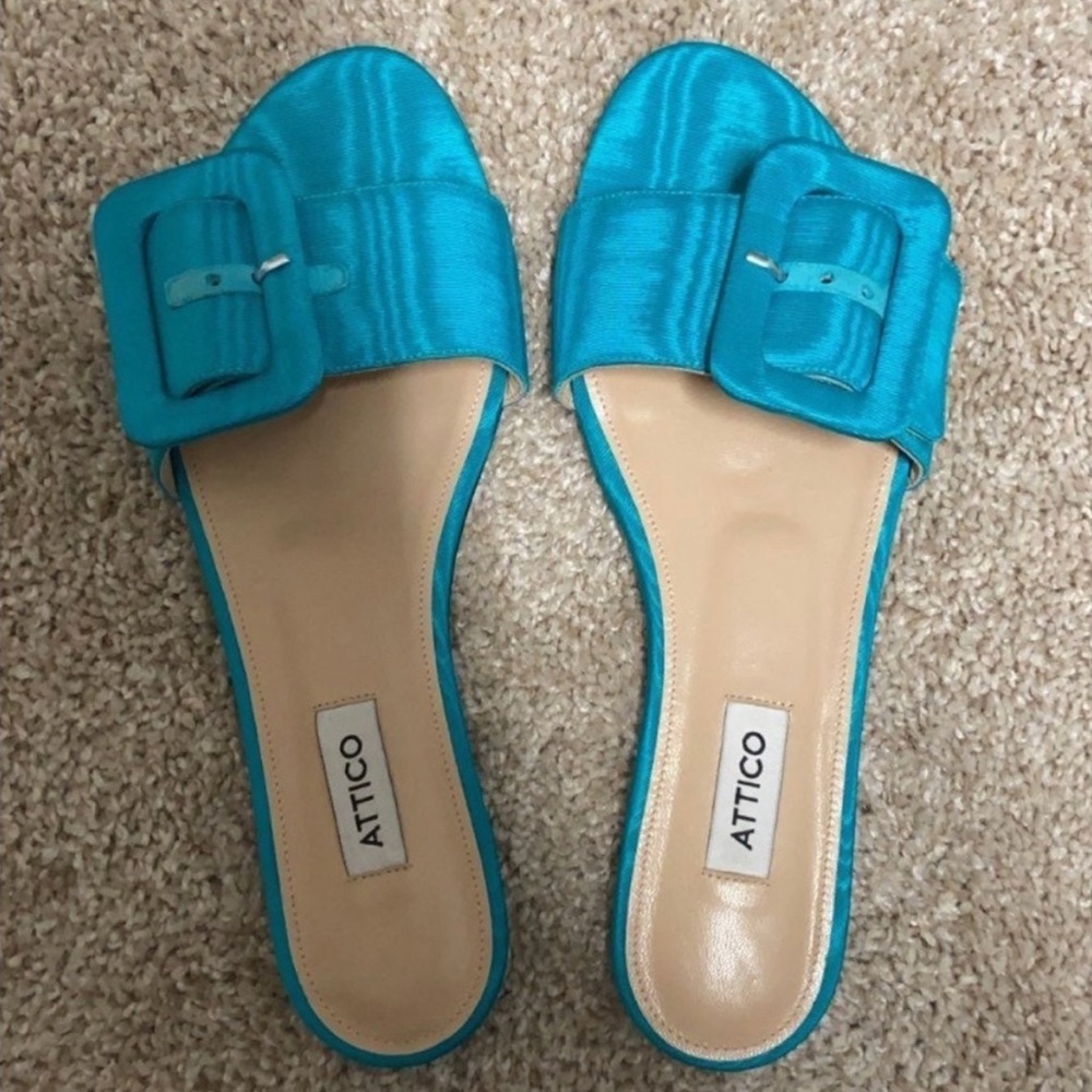 The Attico Women's Blue Slide Sandals Size 39.5